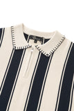Vanguard Stripe Knit Polo LS IVORY
