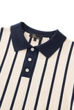 Imperial Stripe Knit Polo LS + Style Essential Pant  IVORY/BLACK