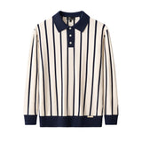 Imperial Stripe Knit Polo LS + Style Essential Pant  IVORY/BLACK