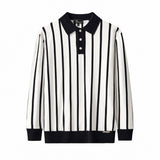 Imperial Stripe Knit Polo LS WHITE