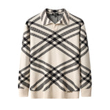 Paramount Lattice Knit Polo LS IVORY