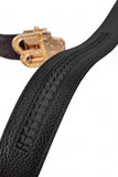 Croc-Embossed Leather Auto BKL Belt – Gold Edition GOLD/COFFEE