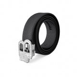 Pebbled Leather Auto BKL Belt – Silver Ed. SILVER/BLACK