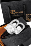 Pebbled Leather Auto BKL Belt – Silver Ed. SILVER/BLACK