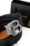 Croc-Embossed Leather Auto BKL Belt – Silver Ed. SILVER/BLACK