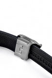Croc-Embossed Leather Auto BKL Belt – Silver Ed. SILVER/NAVY