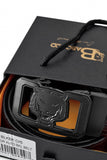 Croc-Embossed Lion Auto BKL Belt – Blackout Ed. BLACK/BLACK
