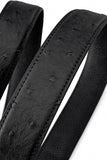 Ostrich-Emb. Leather Lion Auto BKL Belt – Blackout BLACK/BLACK