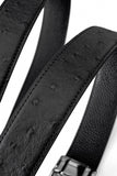 Ostrich Leather Lion Auto BKL Belt – Silver Ed. SILVER/BLACK