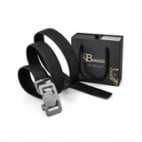 Ostrich Leather Lion Auto BKL Belt – Silver Ed. SILVER/BLACK