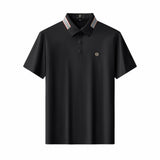 Stripe Collar Performance Polo – El Baron BLACK