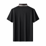Stripe Collar Performance Polo – El Baron BLACK