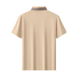 Stripe Collar Performance Polo – El Baron KHAKI