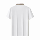 Stripe Collar Performance Polo – El Baron WHITE