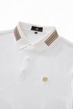 Stripe Collar Performance Polo – El Baron WHITE