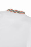Stripe Collar Performance Polo – El Baron WHITE