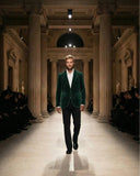 Valent Velvet Blazer + Celestial Stud Denim Pant Set - GREEN/BLACK
