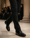 Valent Velvet Blazer + Celestial Stud Denim Pant Set - GREEN/BLACK