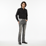 Patchwork Distressed Denim Jeans - Century Penthouse SMOKE