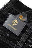 Midnight Serpent Rhinestone Pants - Century Penthouse BLACK