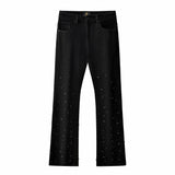 Celestial Stud Denim Jkt + Haven Textured Long Sleeve Shirt + Celestial Stud Denim Pants + Midnight Serpent Rhinestone BLACK/WHITE