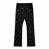 Pure Style Denim JKT + Glimmer Vogue + Prism Gem Denim Pant + Sanctum Cross Denim hat BLACK/SILVER/RED