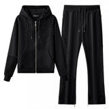 Radiant Grid Stone Hoodie & Jogger Set BLACK