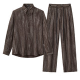 Canyon Set – Printed LS Shirt & Pleated pant BROWN