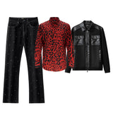 CrocEdge Dual-Fabric Zip Jacket + Echoed Harmony - El Baron + Midnight Serpent Rhinestone Pants RED/BLACK