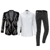 Crystal Gold Blazer Black/Gold + Thrill Seeker White/Silver + Pure Style Pants Black/Silver SET
