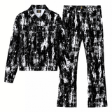 Flocked Eclipse Denim SET – Century Penthouse - BLACK