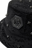 Midnight Serpent Rhinestone - Century Penthouse Hat BLACK