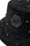 Celestial Stud Denim Jkt + Haven Textured Long Sleeve Shirt + Celestial Stud Denim Pants + Midnight Serpent Rhinestone BLACK/WHITE