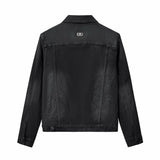 Obsidian Distressed Denim Jacket BLACK