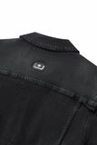 Obsidian Distressed Denim Jacket BLACK