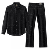 Midnight Serpent Rhinestone SET - Century Penthouse BLACK