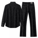 Midnight Serpent Rhinestone SET - Century Penthouse BLACK