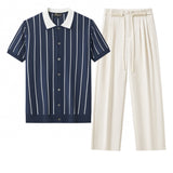 ModStripe Knit + Belmont SET - NAVY/WHITE/TAUPE