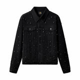 Celestial Stud Denim Jkt + Haven Textured Long Sleeve Shirt + Celestial Stud Denim Pants + Midnight Serpent Rhinestone BLACK/WHITE