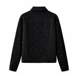 Celestial Stud Denim Jkt + Haven Textured Long Sleeve Shirt + Celestial Stud Denim Pants + Midnight Serpent Rhinestone BLACK/WHITE