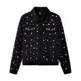 Prism Gem Denim Jkt + Contour Belted Short + Midnight Serpent RhinestonE hat BLACK