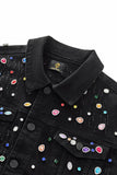 Prism Gem Denim Jkt + Contour Belted Short + Midnight Serpent RhinestonE hat BLACK