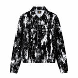 Flocked Eclipse Denim Jkt + No Limits Button-Up Shirt + Contour Belted Short + Sanctum Cross Denim hat BLACK/SILVER/WHITE