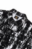 Flocked Eclipse Denim Jkt + No Limits Button-Up Shirt + Contour Belted Short + Sanctum Cross Denim hat BLACK/SILVER/WHITE