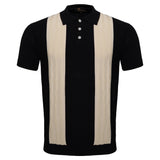 Men's Retro-Inspired Knit Polo Shirt BLACK/WHITE