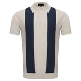 Men's Retro-Inspired Knit Polo Shirt WHITE/NAVY