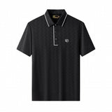 Seamless Chevron Texture Polo BLACK