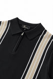 Retro Stripe Zip Knit Polo BLACK/KHAKI