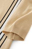 Retro Stripe Zip Knit Polo KHAKI/WHITE