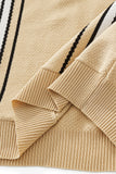 Retro Stripe Zip Knit Polo KHAKI/WHITE